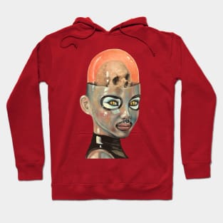 Future Girl | Skull Brain | Candy Girl Surreal Pop Art | Steam Punk  Original Surreal Painting By Tyler Tilley Hoodie